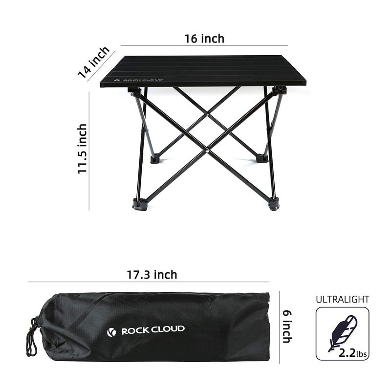 ROCK CLOUD Portable Camping Table Ultralight Aluminum Folding Beach Table Camp for Camping Hiking Backpacking Outdoor Picnic, Black - Image 2